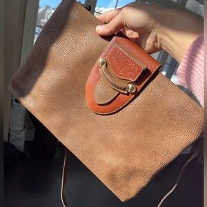 Trooper | Vintage Brown Pebble Leather Tablet Case/Pouch/Bag; detachable strap